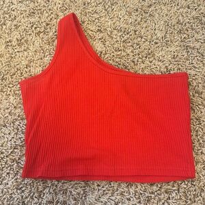 Amazon red one-shoulder crop top, size L - never worn